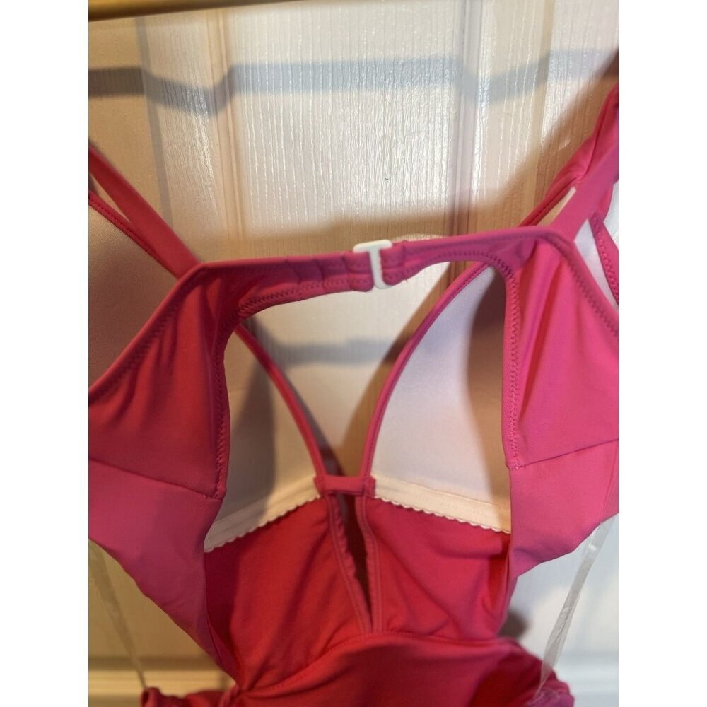 Bar III Women's Draped Monokini Swimsuit Size Small Pink Push-Up Cups Adjustable - Picture 5 of 8